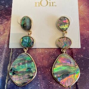 nOir Jewelry Blue and Green Iridescent Earrings NEW